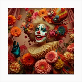 Clown With Flowers 6 Canvas Print