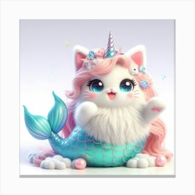 Cute Mermaid Caticorn 5 Canvas Print