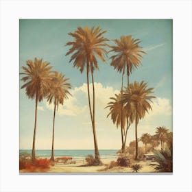 Palm Trees On The Beach Canvas Print