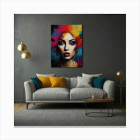 Woman With Colorful Hair 1 Canvas Print