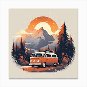 Vw Bus In The Mountains Canvas Print