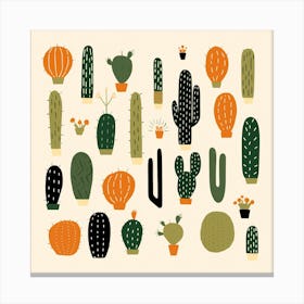 Rizwanakhan Simple Abstract Cactus Non Uniform Shapes Petrol 59 Canvas Print