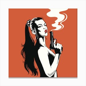 Girl With A Gun pulp fiction Canvas Print