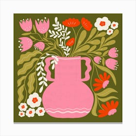 Pink Vase With Flowers Canvas Print