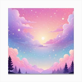 Sky With Twinkling Stars In Pastel Colors Square Composition 179 Canvas Print