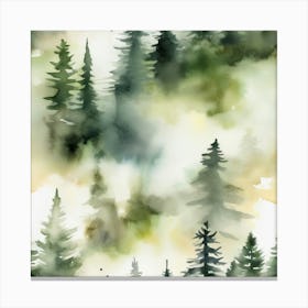 Appalachian Mountains of Misty Pines Watercolor Print of Evergreen Forest..369 Canvas Print