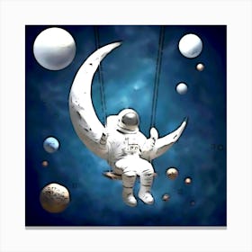 Astronaut On A Swing Canvas Print