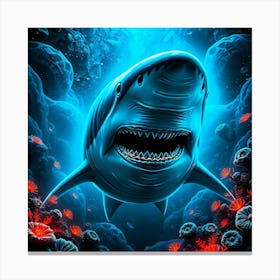 Shark In The Ocean - Vivid Coloring Canvas Print