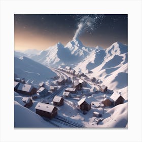 Snowy Village Canvas Print