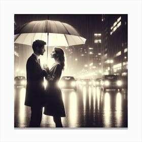 Couple of lovers under an umbrella 1 Canvas Print