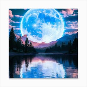 Full Moon Over Lake Canvas Print