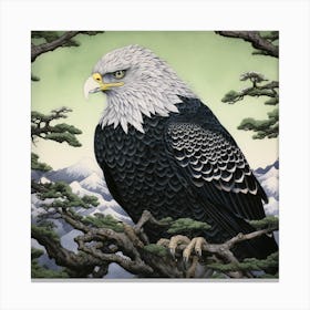 Ohara Koson Inspired Bird Painting Eagle 2 Square Canvas Print