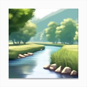 River Landscape Canvas Print