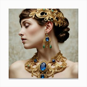 Gold And Blue Jewelry Canvas Print