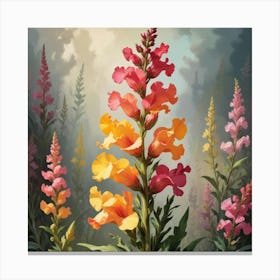 Snapdragon Floral Botanical Vintage Poster Flower Art Print 1 Canvas Print