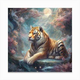 Tiger In The Moonlight Canvas Print