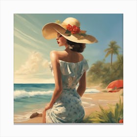 Pin-Up Beach Hat Day Canvas Print