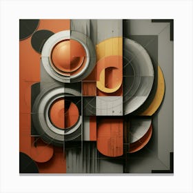 Neo Cubist Harmony Orange & Grey Abstraction (2) Canvas Print