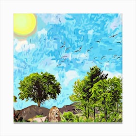 Lions In The Grass Canvas Print