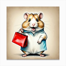 Hamster With Shopping Bag 2 Canvas Print