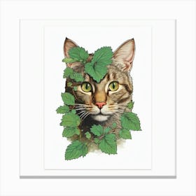 Cat With Leaves 1 Canvas Print