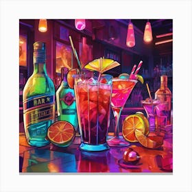 Bar With Drinks Canvas Print
