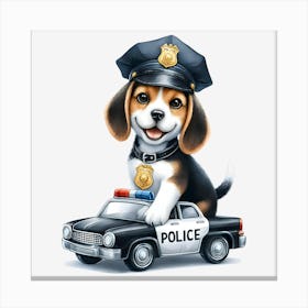 Beagle Police Car Canvas Print