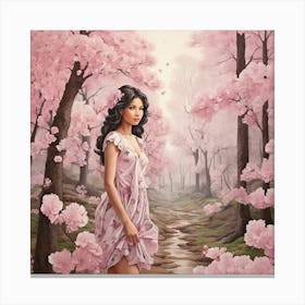 Cherry Blossoms In The Forest Art Print 2 Canvas Print