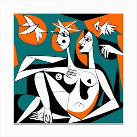 Woman And A Bird Canvas Print
