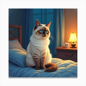 A Gentle Himalayan Cat Sitting On A Lap During A Family Movie Night, Watercolor 1 Canvas Print