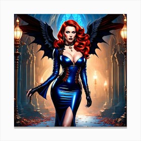 Gothic Woman With Wings 1 Canvas Print