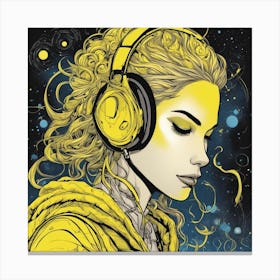 Cosmic Woman With Headphones Canvas Print