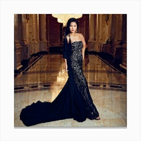 Asian Woman Striking A Pose Draped In Luxurious Designer Attire Surrounded By Opulent Surroundings (7) Canvas Print