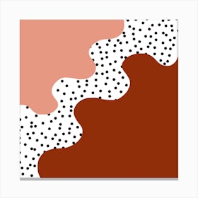 Abstract Wavy Brown and Polka Dots Canvas Print