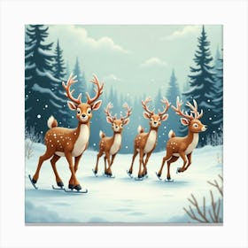 Flux Dev A Serene Winter Wonderland Scene Featuring A Group Of 3 Canvas Print