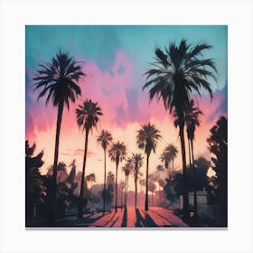 Sunset Palm Trees 1 Canvas Print