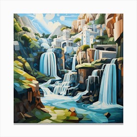 Waterfalls In The Mountains Canvas Print