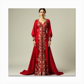 Red Embroidered Dress 1 Canvas Print