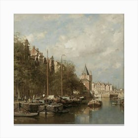 Canal In Amsterdam 1 Canvas Print