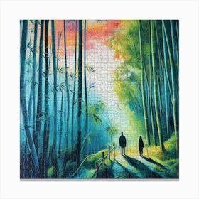 Abstract Puzzle Art Bamboo forest 1 Canvas Print