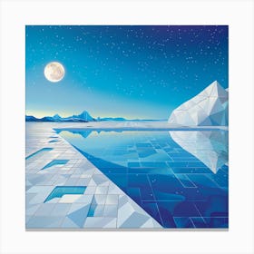 Icebergs At Night Canvas Print