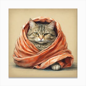 Cat In A Blanket Canvas Print