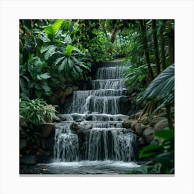 Waterfall In The Tropical Garden Canvas Print