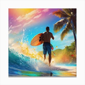 Surfer On The Beach Canvas Print