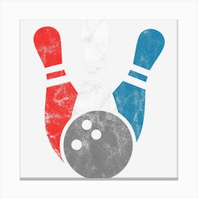 Distressed Bowling Bowling Pins And Ball Canvas Print