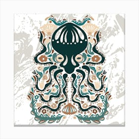 octopus folk art Norwegian style 1 Canvas Print