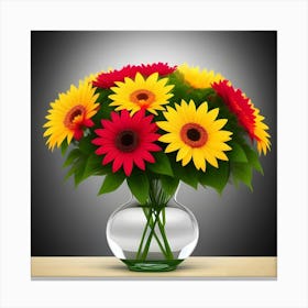 Bouquet Of Sunflowers In A Vase Canvas Print