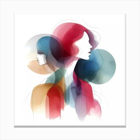 Watercolor Portrait Of A Woman 1 Canvas Print