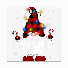 The Cycling Gnome Buffalo Plaid Christmas Tree Light Funny Canvas Print