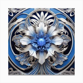 Blue Abstract Flower Canvas Print